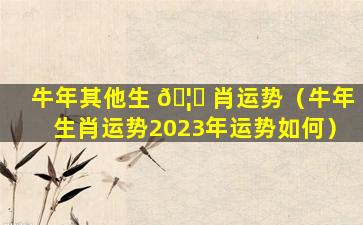 牛年其他生 🦅 肖运势（牛年生肖运势2023年运势如何）